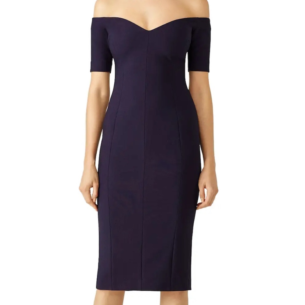 Cinq a Sept Off the Shoulder Navy Dress